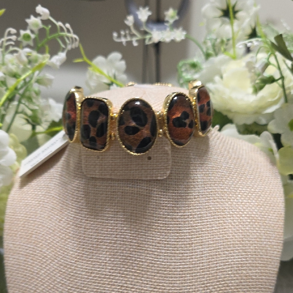 PIPER K Leopard Print Gold Bracelet